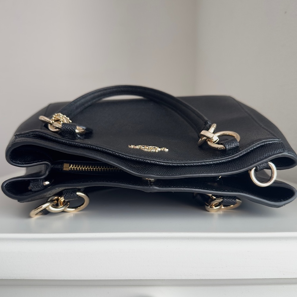 NWOT Coach Minetta Crossbody Satchel Crossgrain Leather Ebony Black Noir Gold - Picture 5 of 10